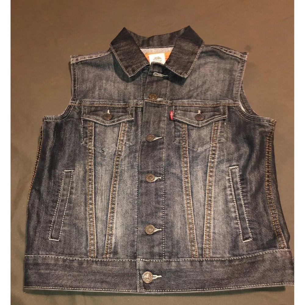Levis Kids Unisex Trucker Jean Jacket Vest  Blue‎ Small 8-10 years Nice